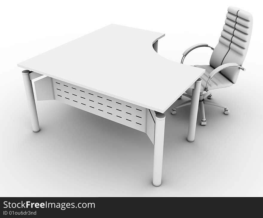 Office furniture set isolated on white background