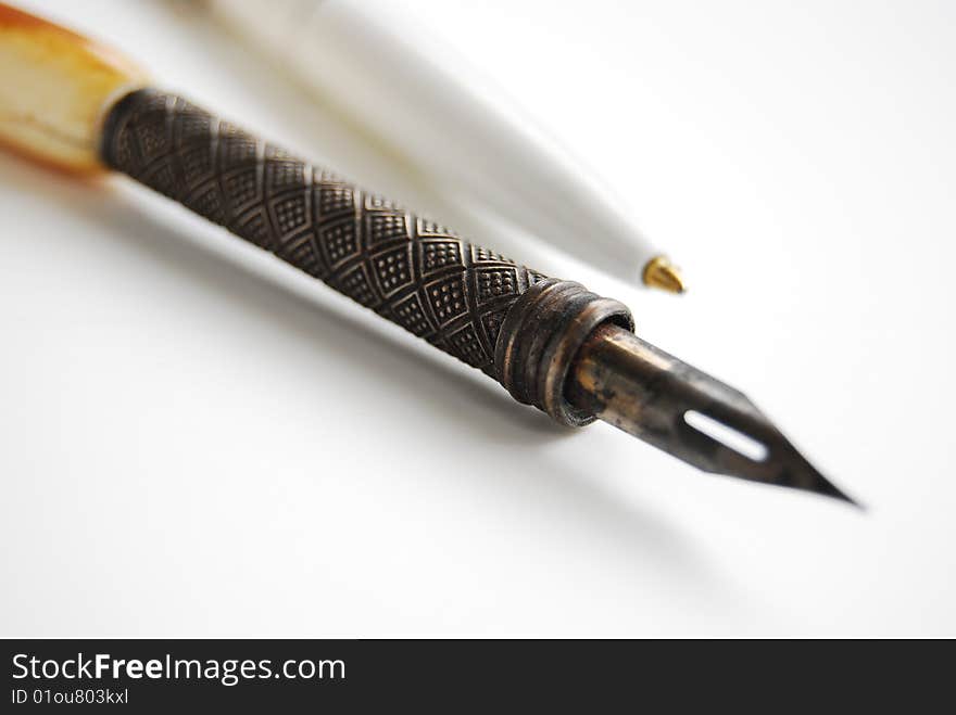 Fountain writing pen on white background. Fountain writing pen on white background