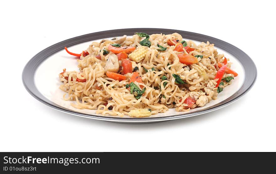 Noodle macro with vegetables