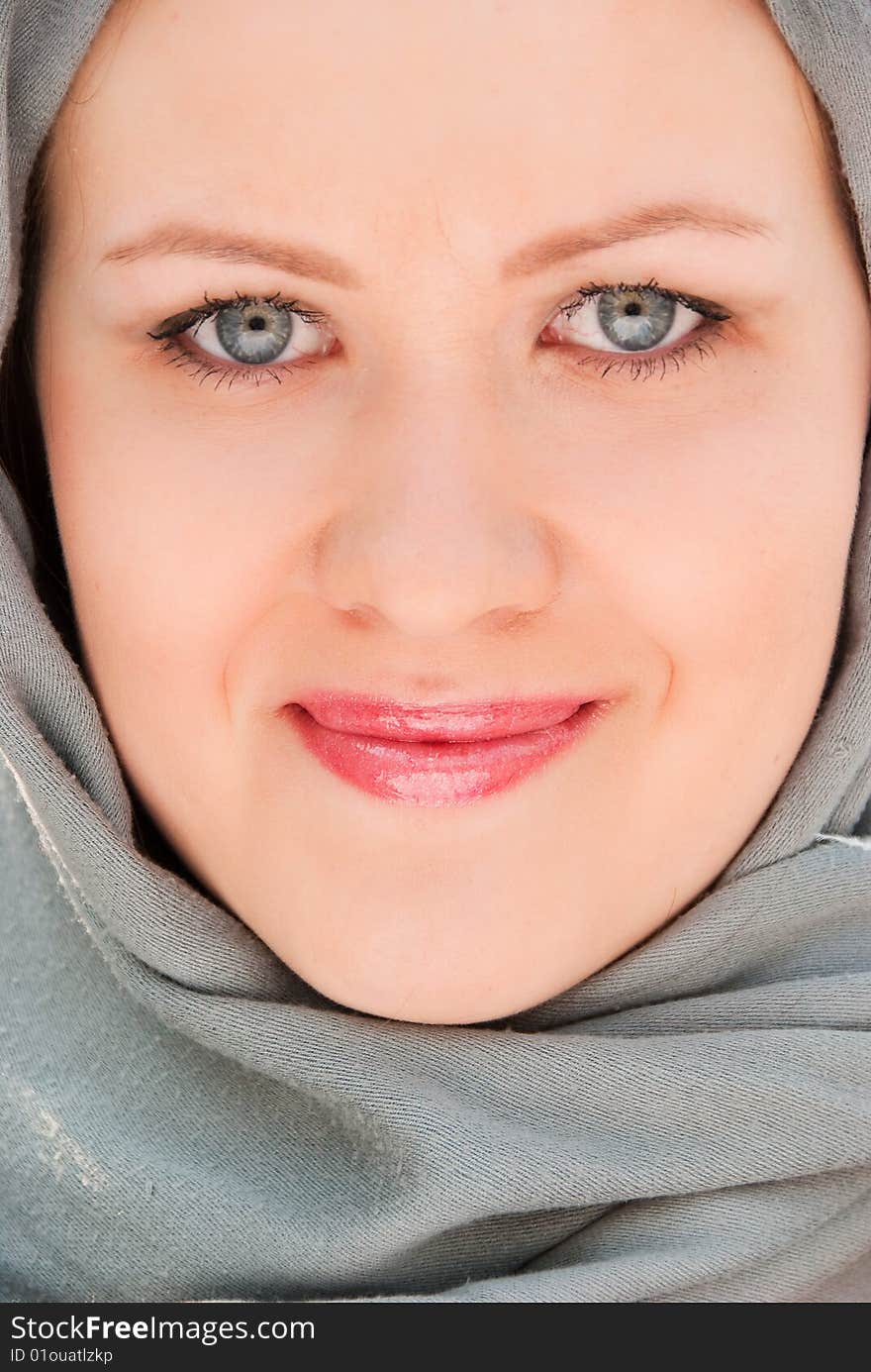 Happy moslem woman close-up portrait