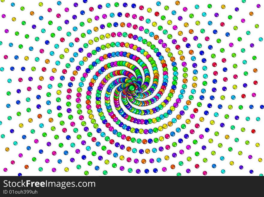 Colorful balls spiral background isolated