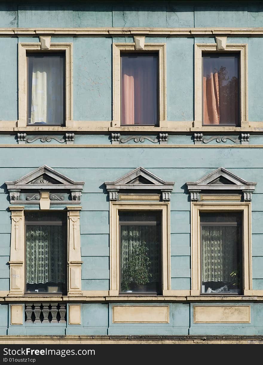 A detail of a houses facade