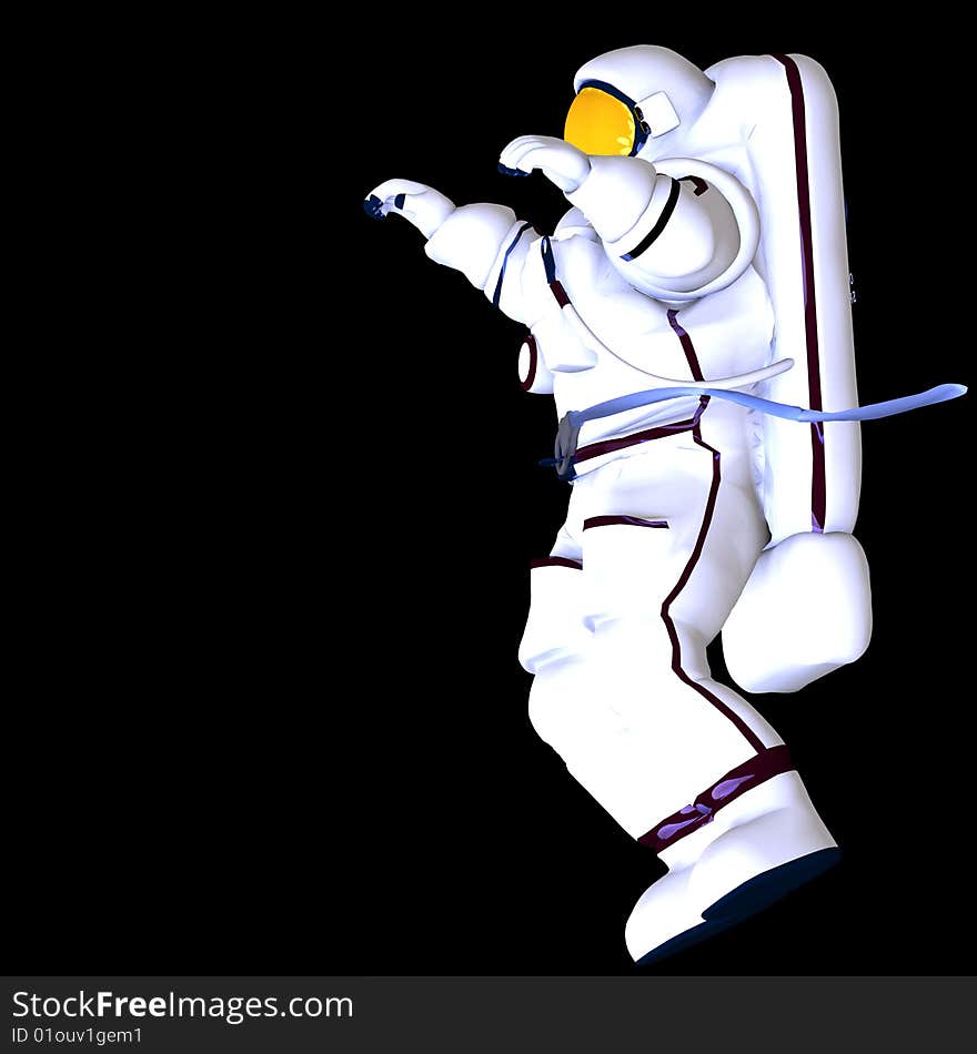 Rendering of an astronaut with Clipping Path over black