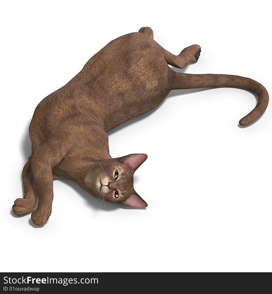 Rendering of a cat with Clipping Path and shadow over white