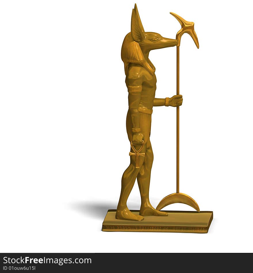 Rendering of anubis statue With Clipping Path and shadow over white. Rendering of anubis statue With Clipping Path and shadow over white