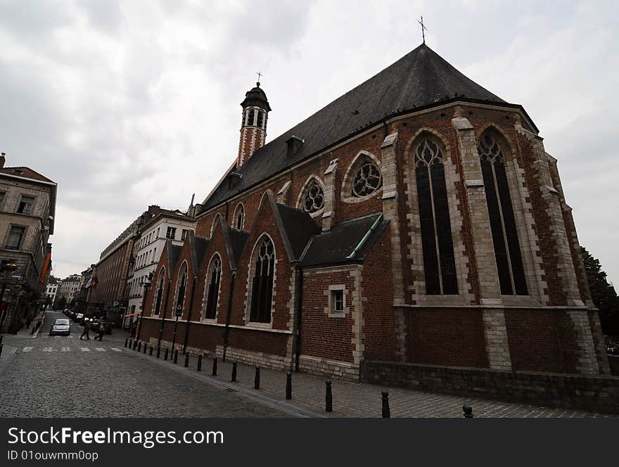 Outside view of a historic church in Brussels. Outside view of a historic church in Brussels.