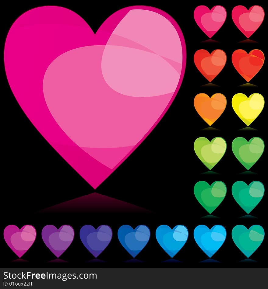 Set of color hearts - vector illustration