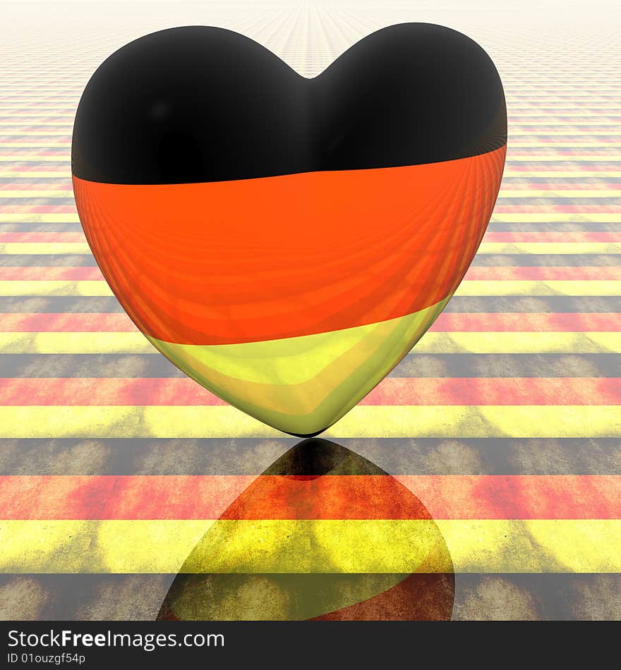 3d heart with germany flag texture. 3d heart with germany flag texture