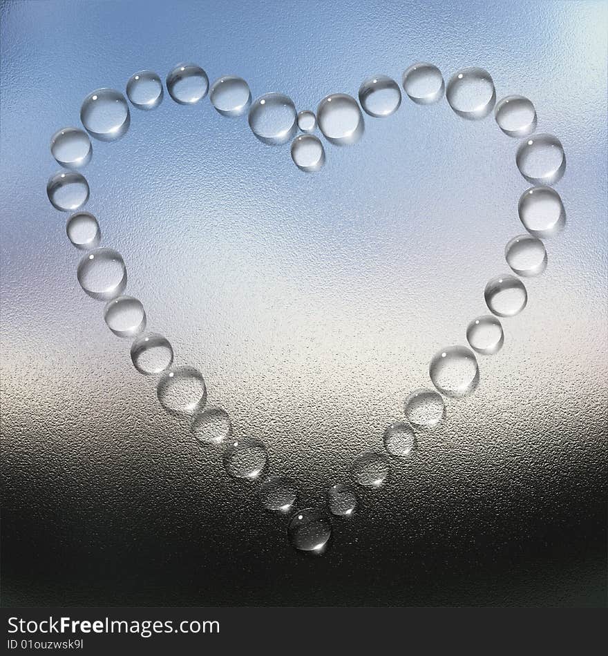 Abstract heart water drops creative background. Abstract heart water drops creative background