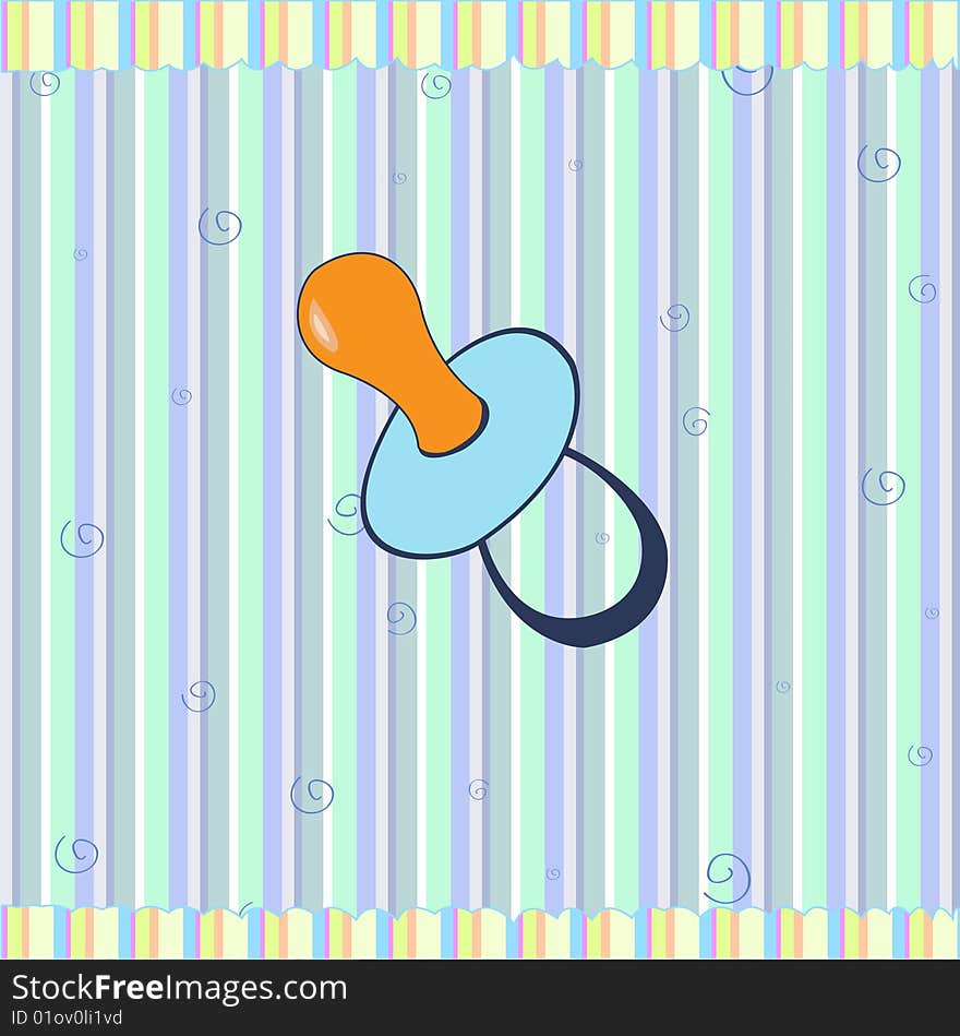 Cartoon vector illustration of  retro funky background with Cute infant pacifier