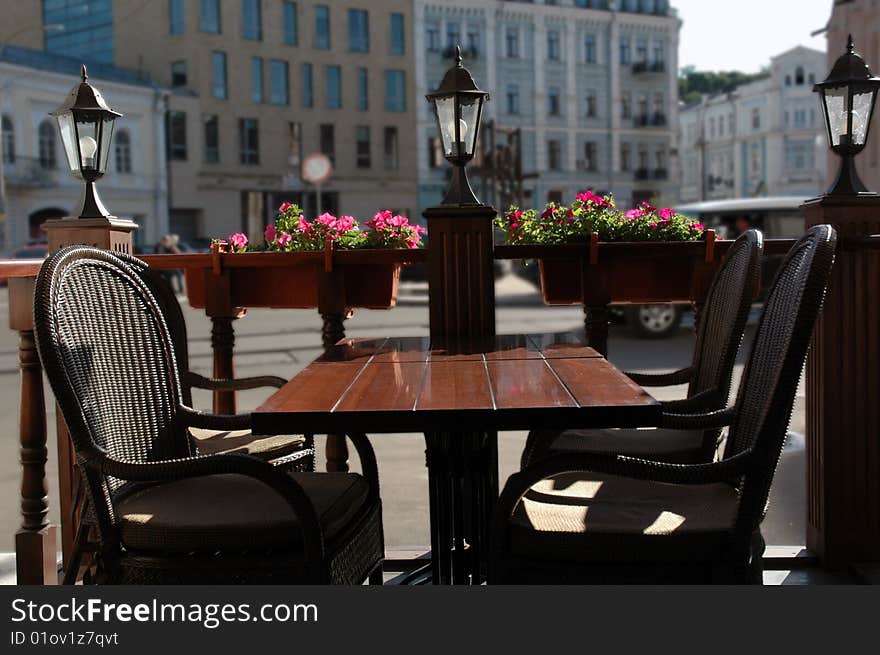 Street cafe on a Podol in Kiev