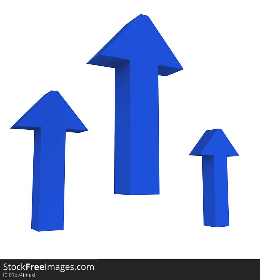 Three blue arrows up illustration. Three blue arrows up illustration