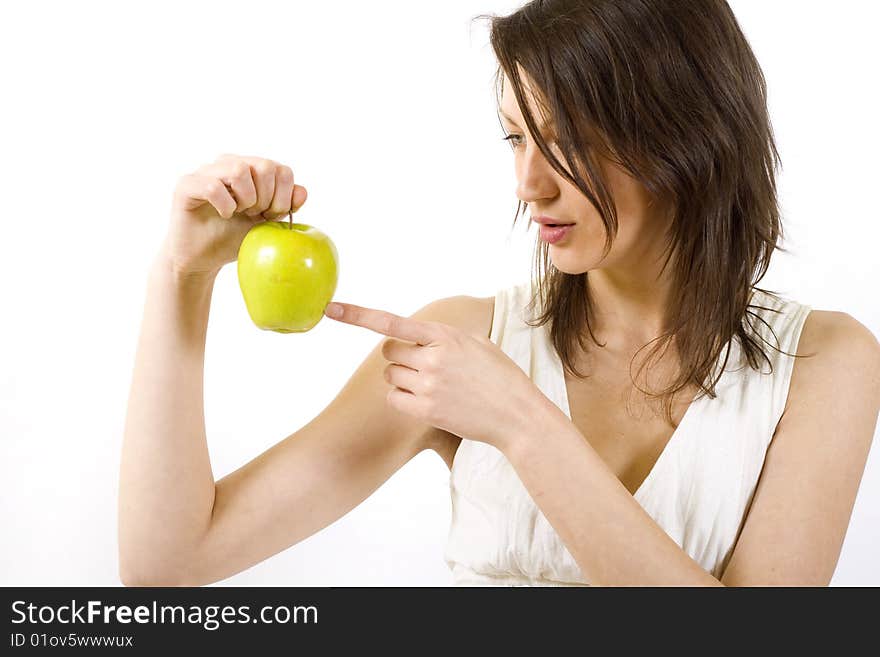 Woman Holding Yellow Apple