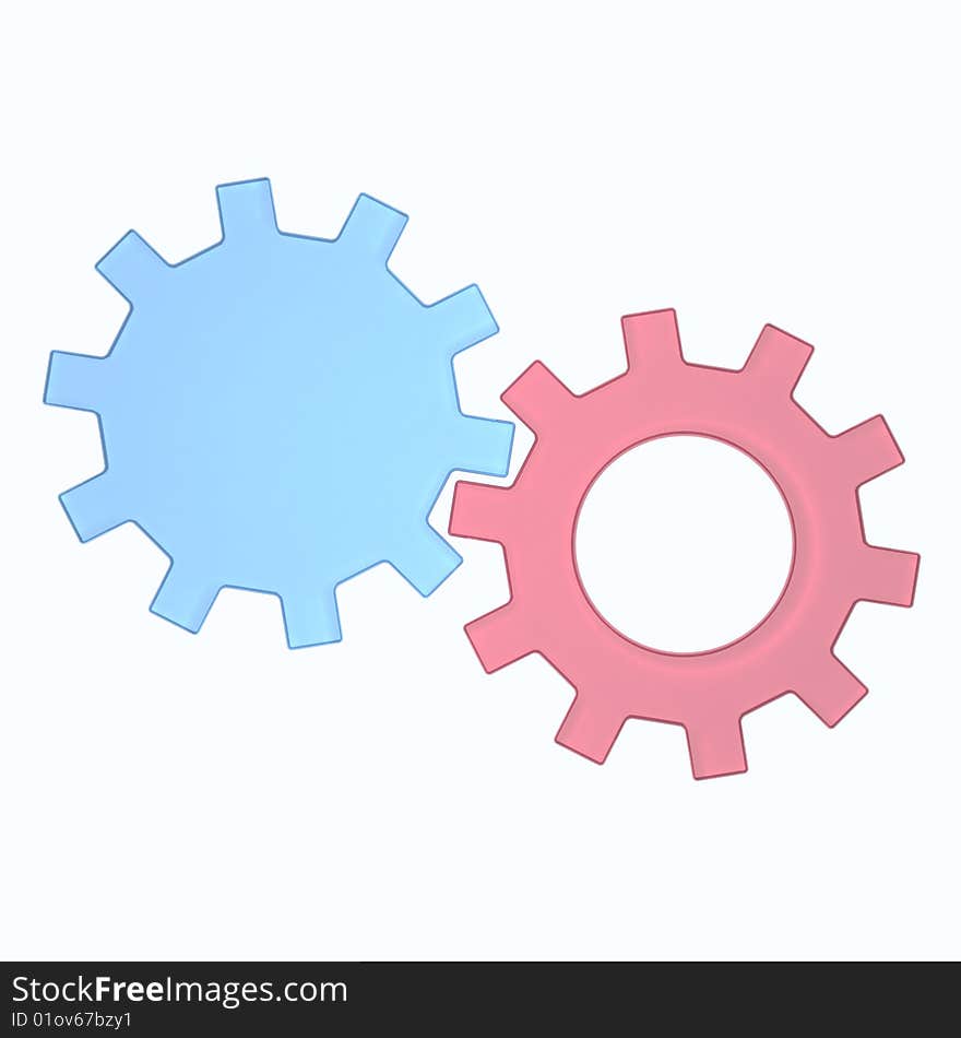 Illustration of blue and pink gear. Illustration of blue and pink gear