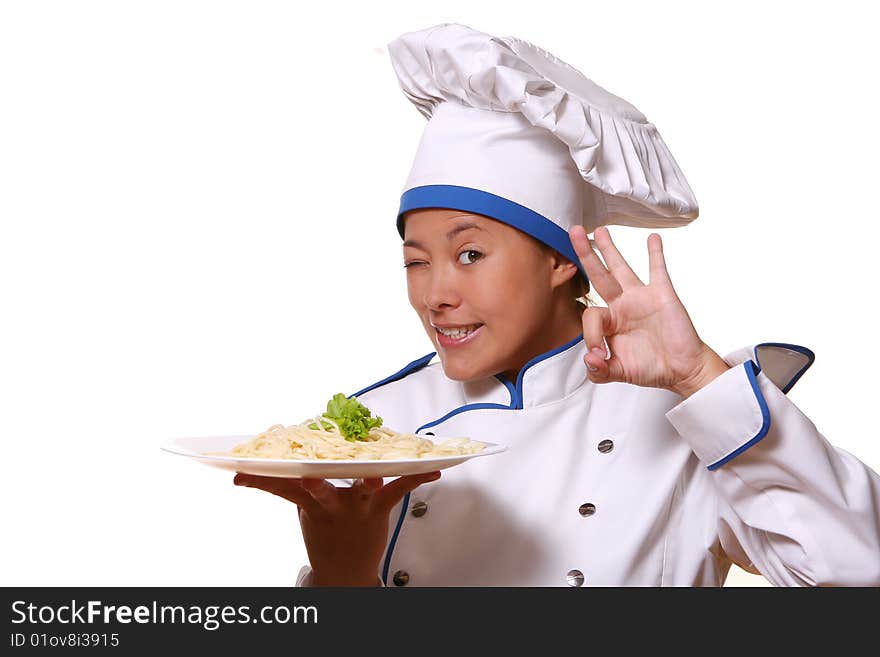 Beautiful woman in chef image