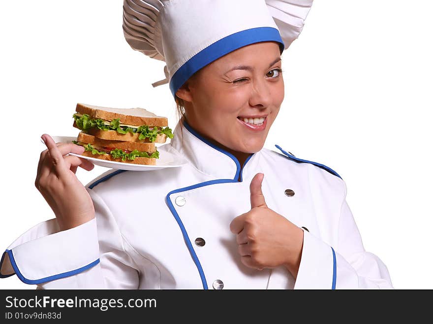 Beautiful woman in chef image