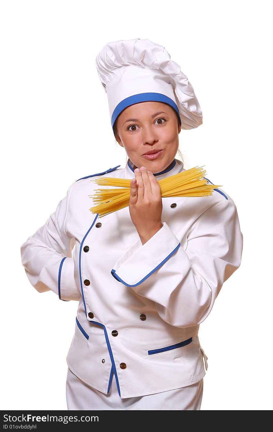 Beautiful woman in chef image