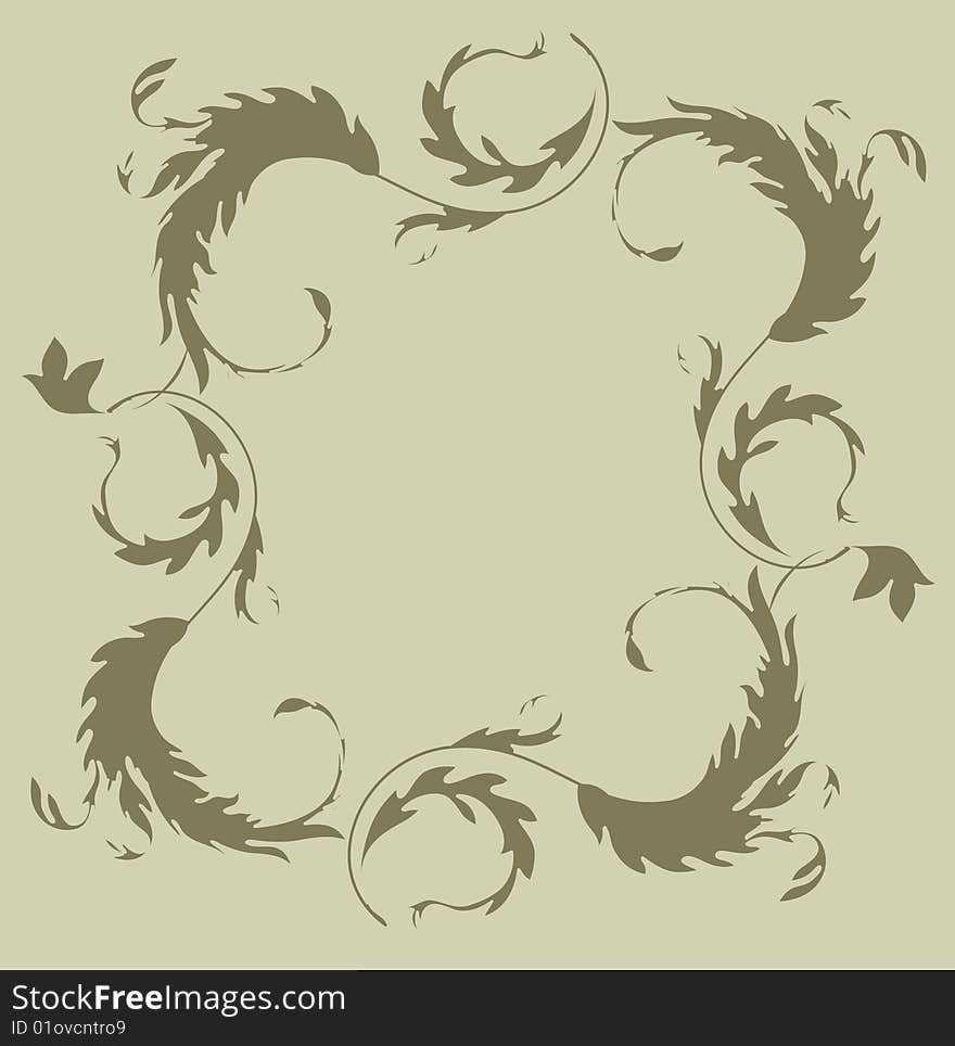 Artistic frame with floral elements. Vector art