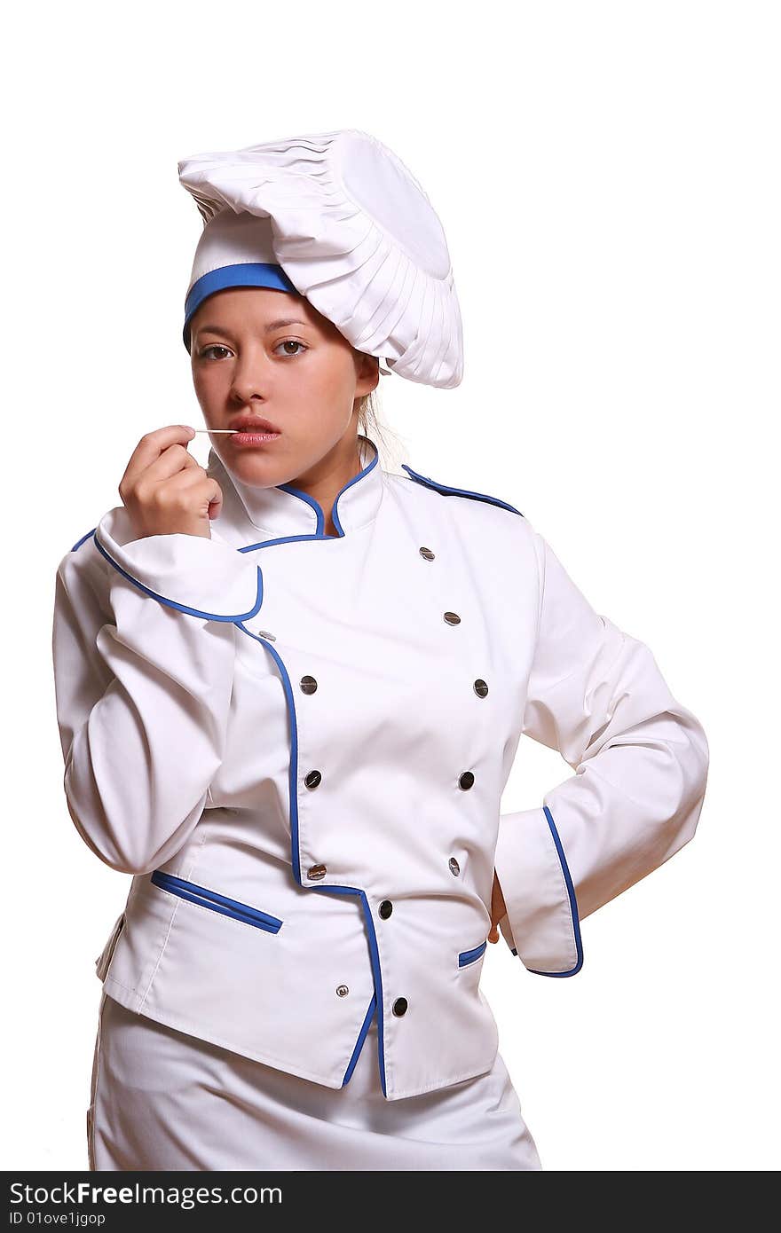 Beautiful woman in chef image