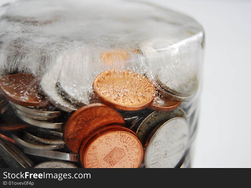 Coins in ice