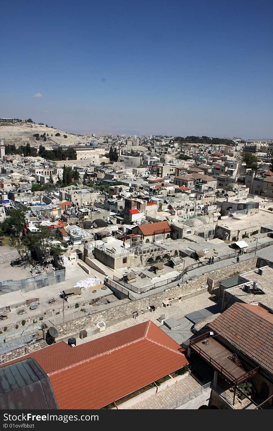 Old Jerusalem city view from high tower