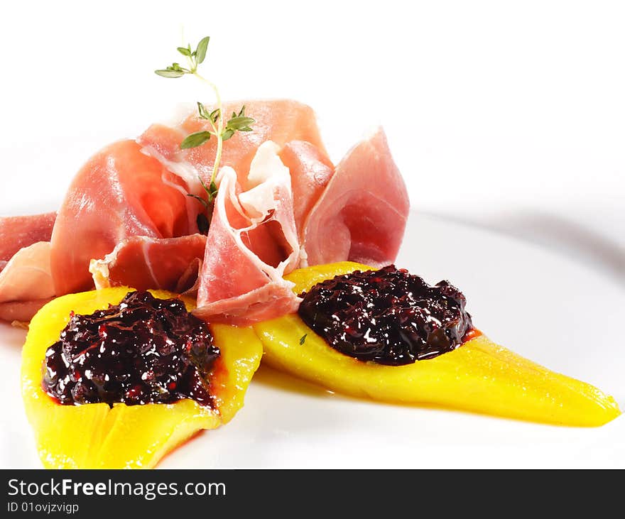 Ham with Pear and Berries