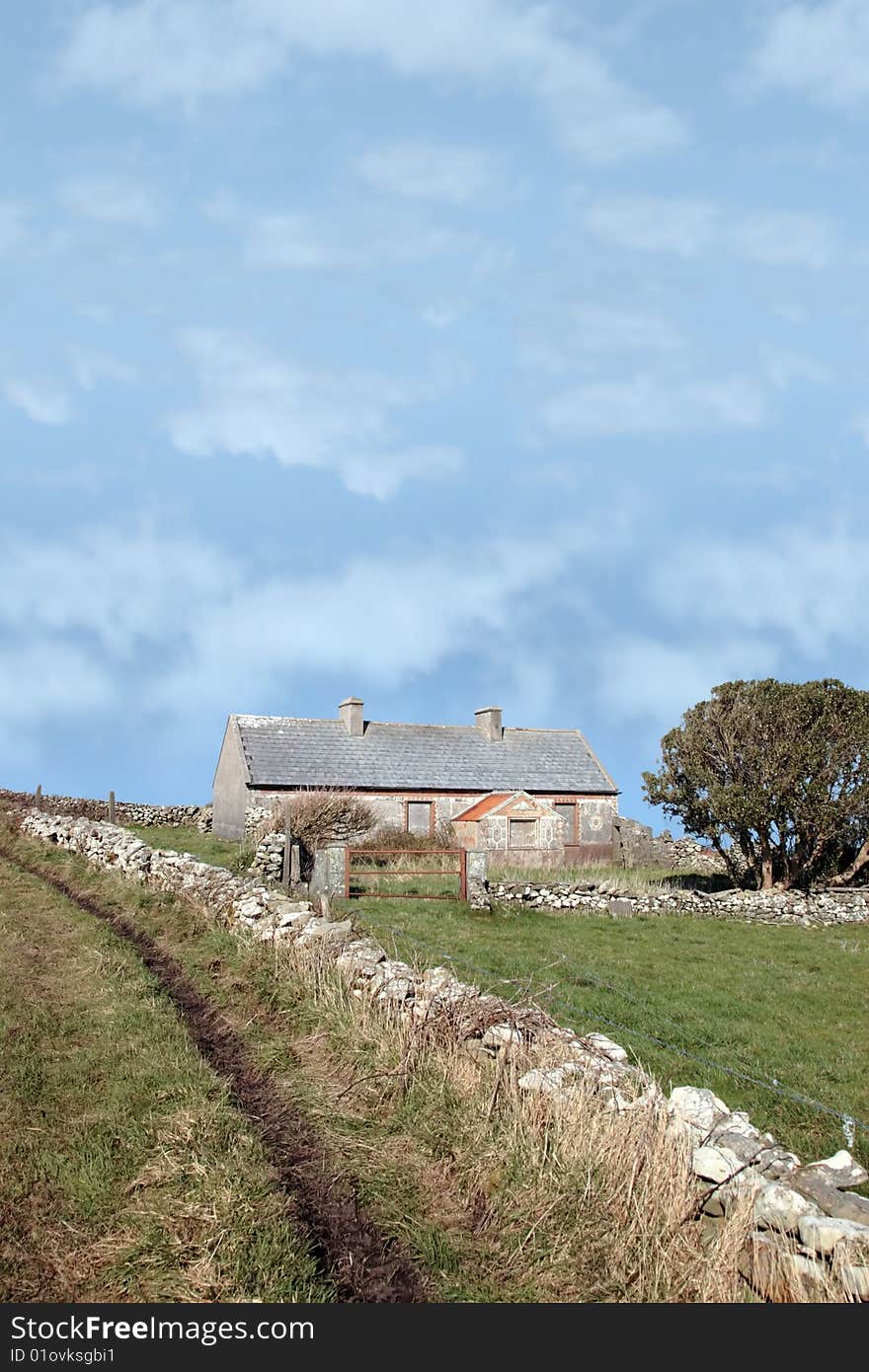 A derelict house in the irish countryside in county kerry ireland. A derelict house in the irish countryside in county kerry ireland