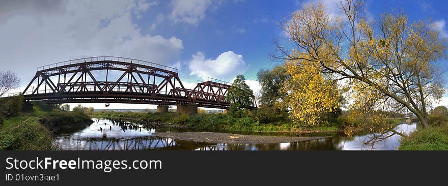 Summer panorama river beautiful landscape