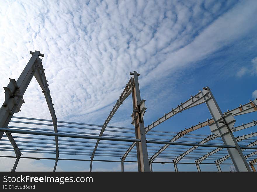 Construction structure made from steel under the blue sky