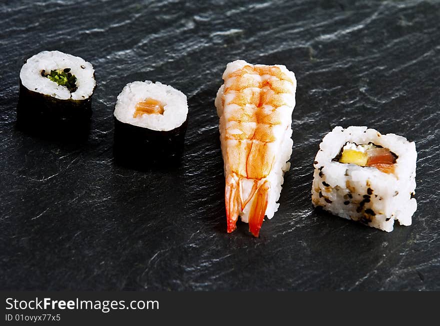 Various types of japanese sushi