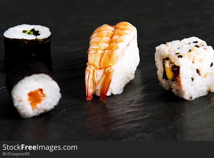 Various types of japanese sushi