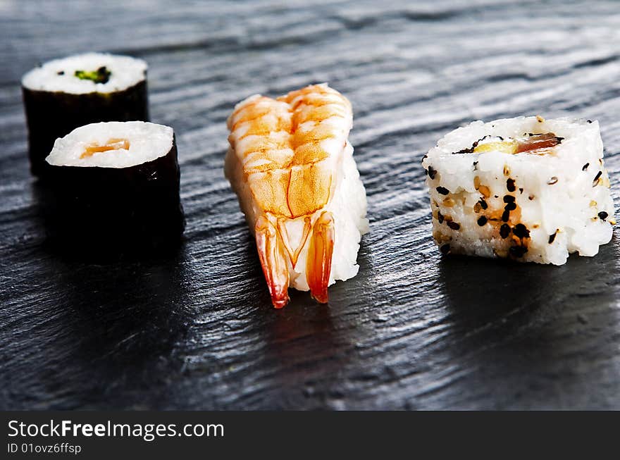 Various types of japanese sushi