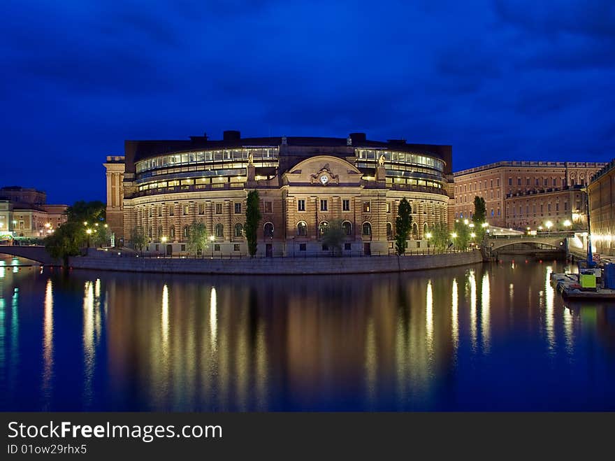 Beautiful city. night view. scandinavian