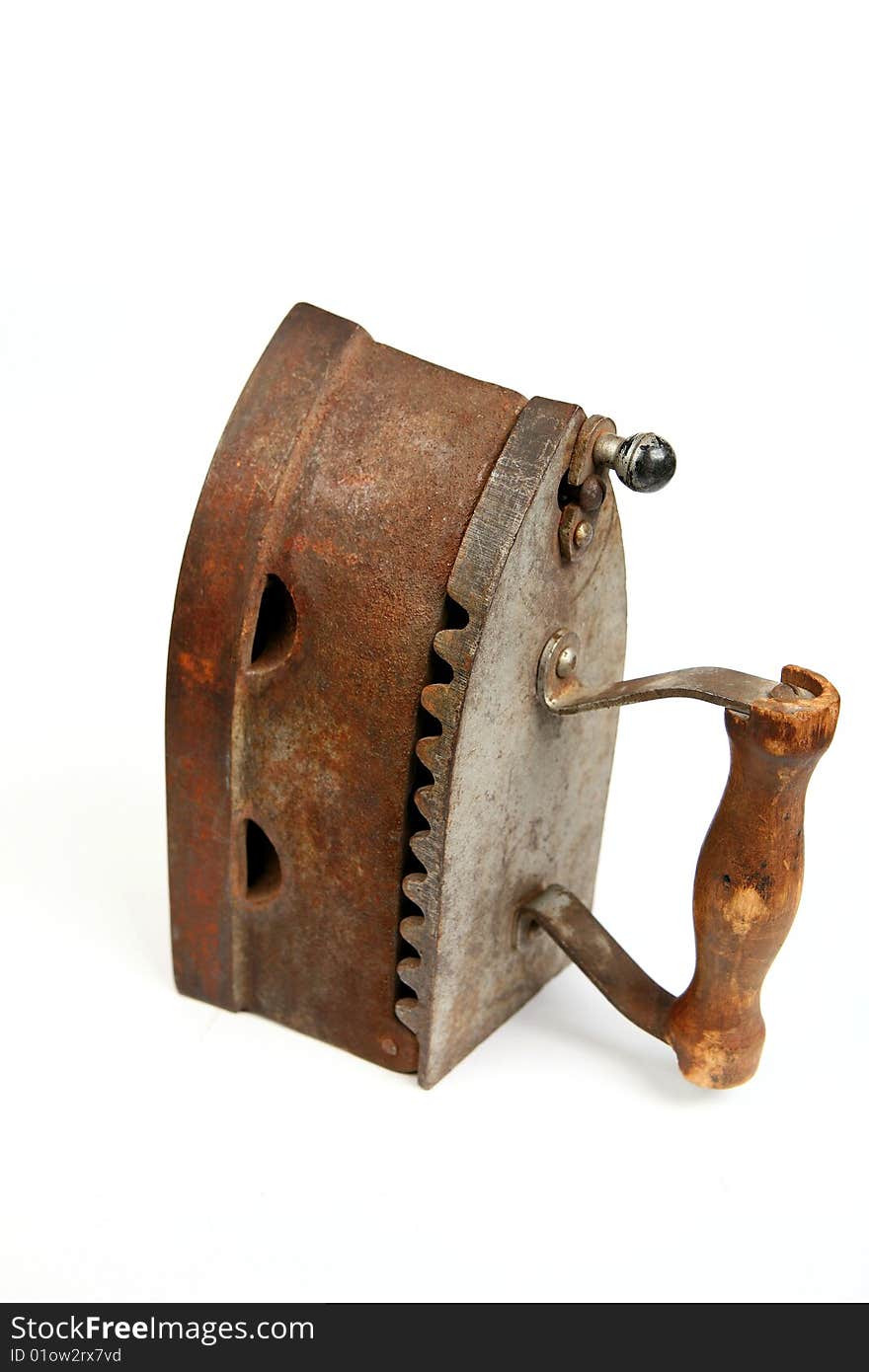 Old iron on a white background