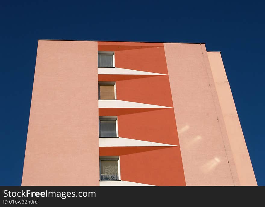 House of flats facing on blue sky background