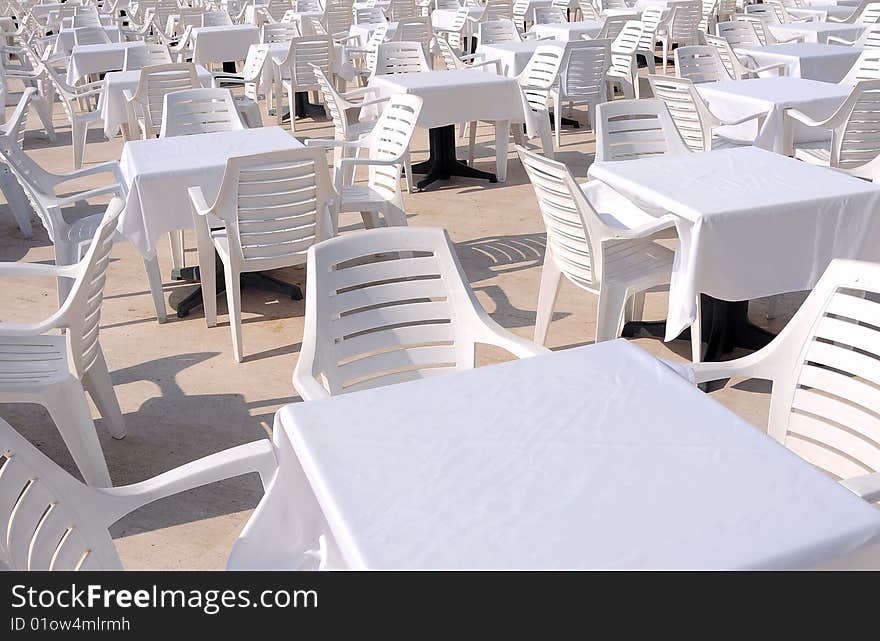 White chairs and tables