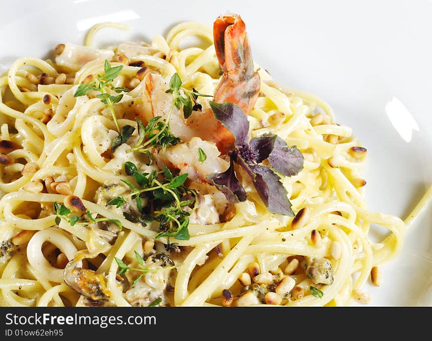 Seafood Spaghetti with Shrimp and Herbs