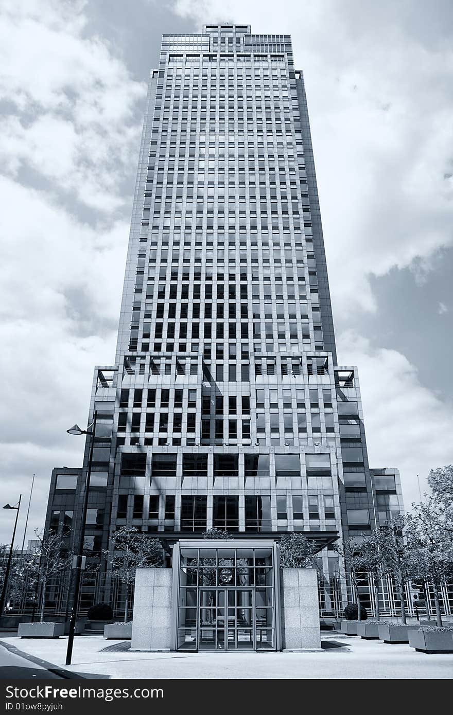 Massive office building in a corporate area in Amsterdam.