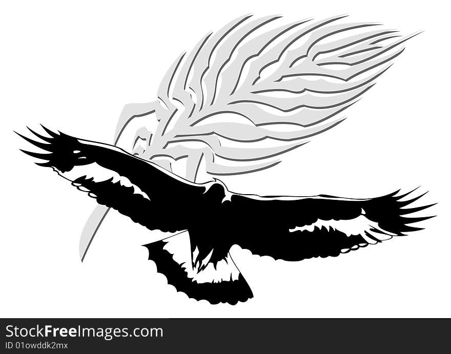 Tattoo style eagle. Easy to edit.