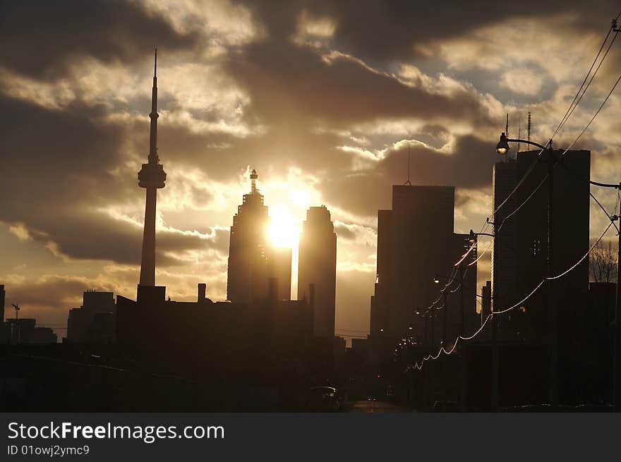 Toronto, ontario canada, downtown sunset