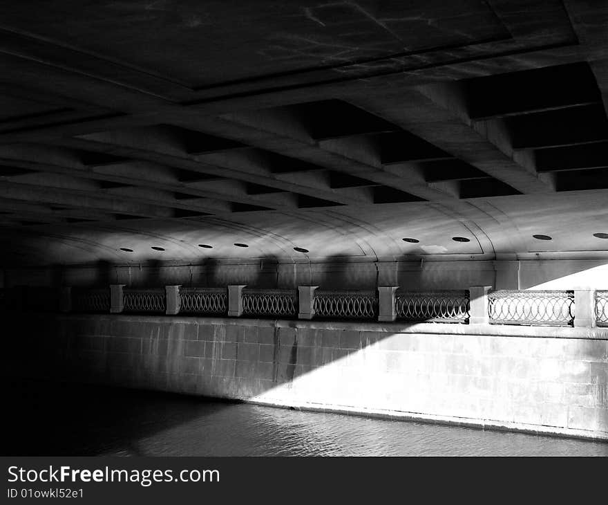 Under bridge of Yauza river in Moscow. Under bridge of Yauza river in Moscow.