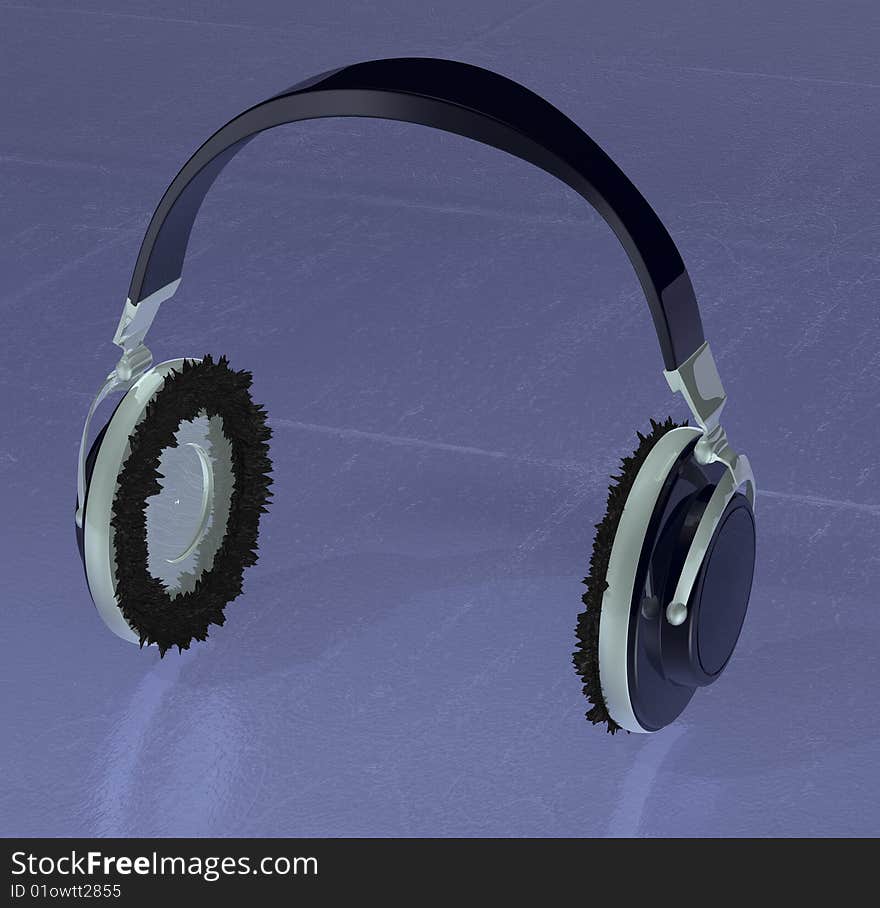 Headphones 3d concept illustration on purple