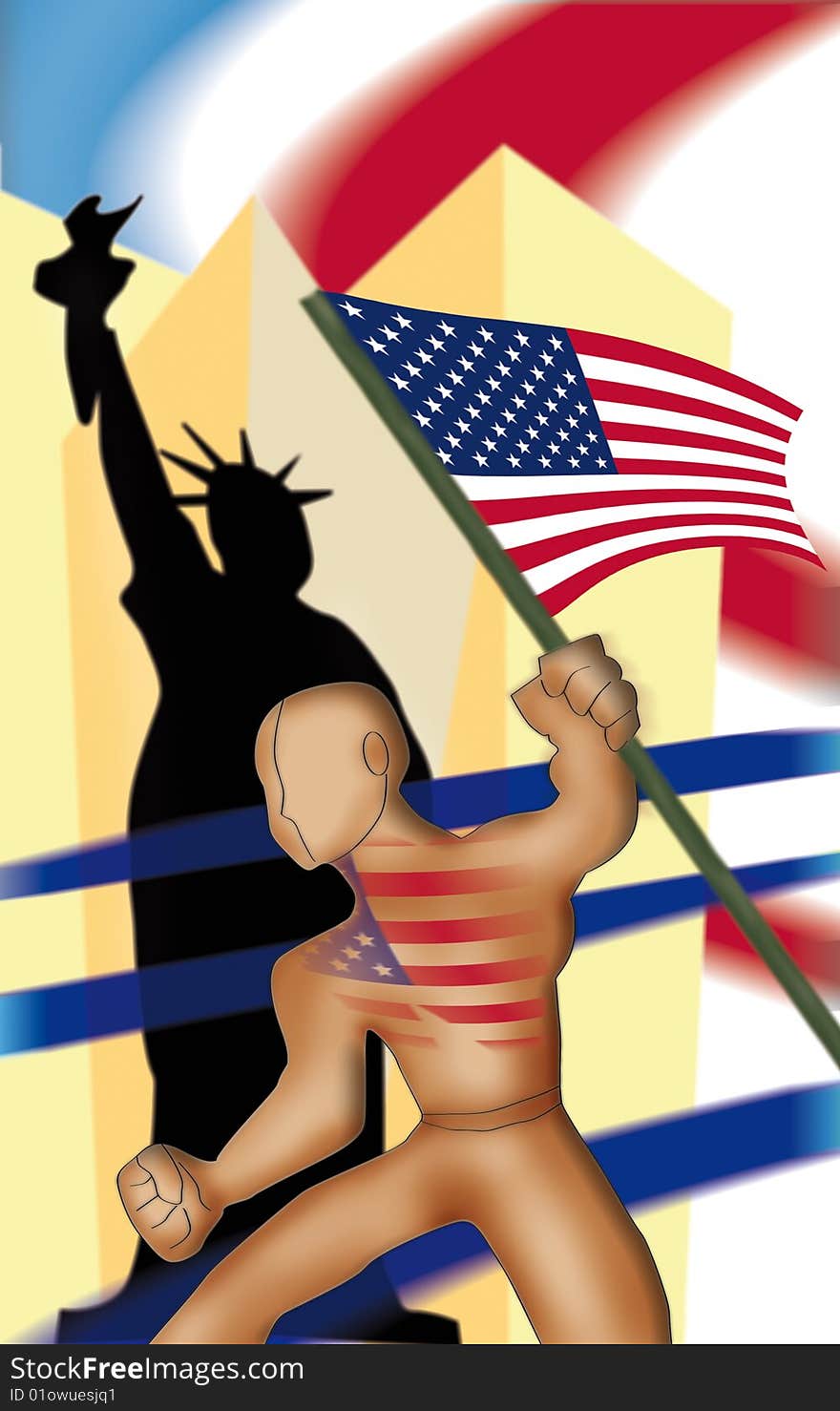 Illustration of a man holding american flag