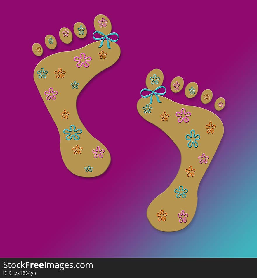 Graphic of decorated footprints for teen girls. Graphic of decorated footprints for teen girls