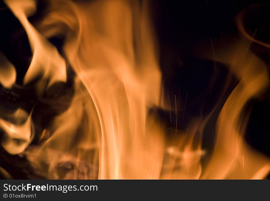 Fragment of the fire on a black background