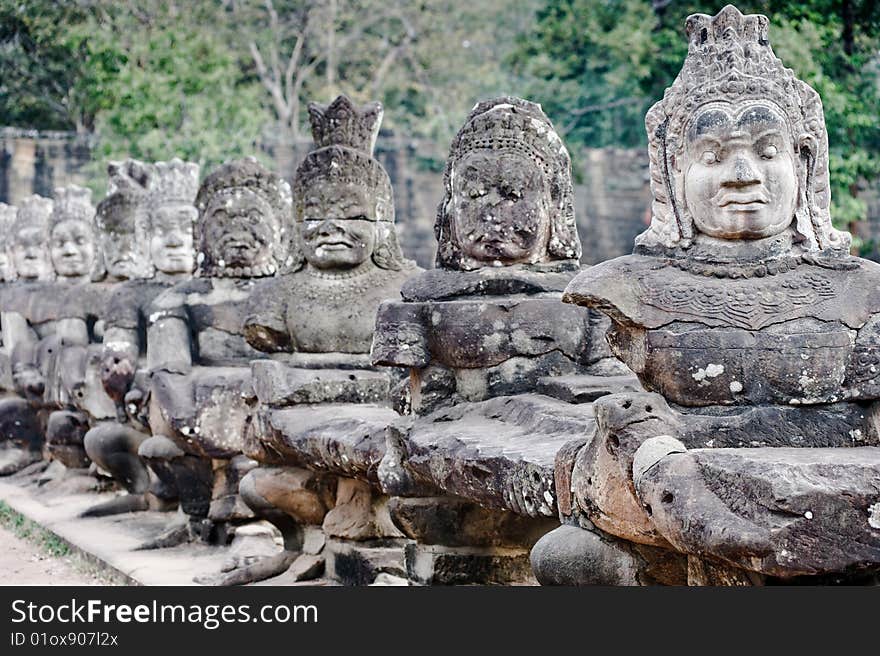 Ancient stone carvings at Angkor Wat