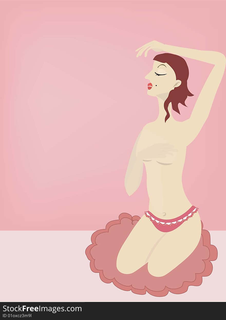 Vector illustration with bared woman. Vector illustration with bared woman