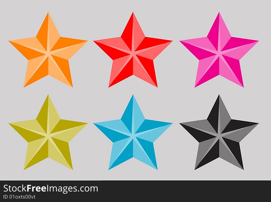 Different colors stars set for design. Different colors stars set for design