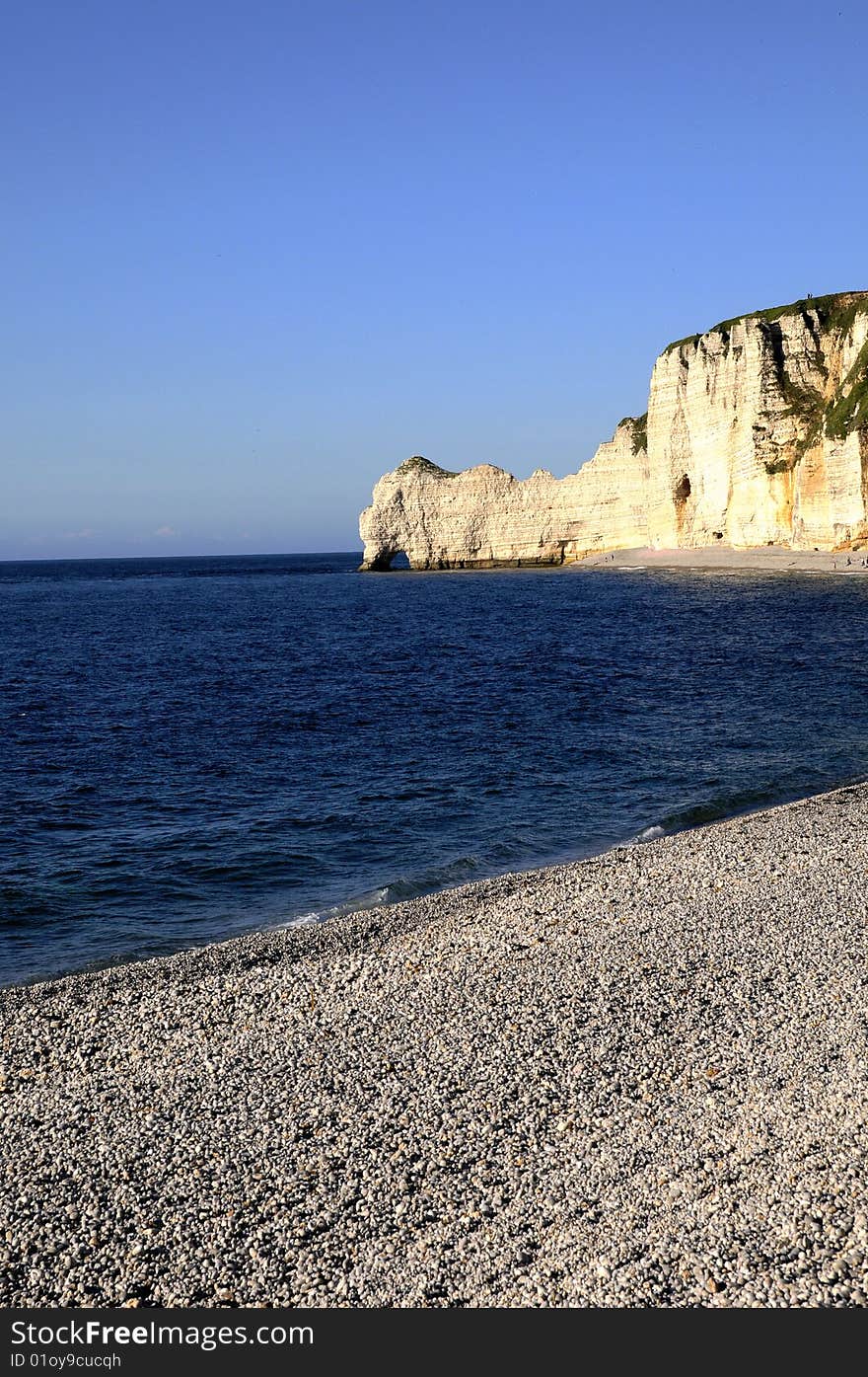 Cliff and the sea coast, landscape of cliff and beach