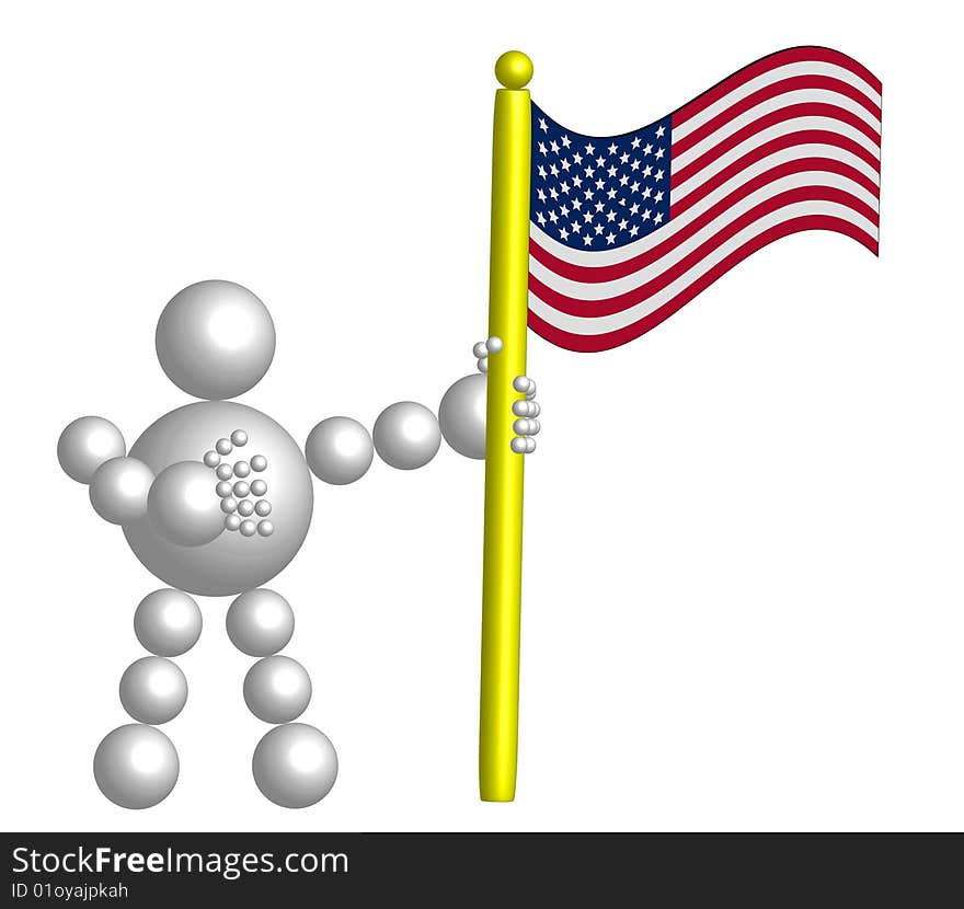 BallMan take the USA flag with glory position patriotic conception. BallMan take the USA flag with glory position patriotic conception